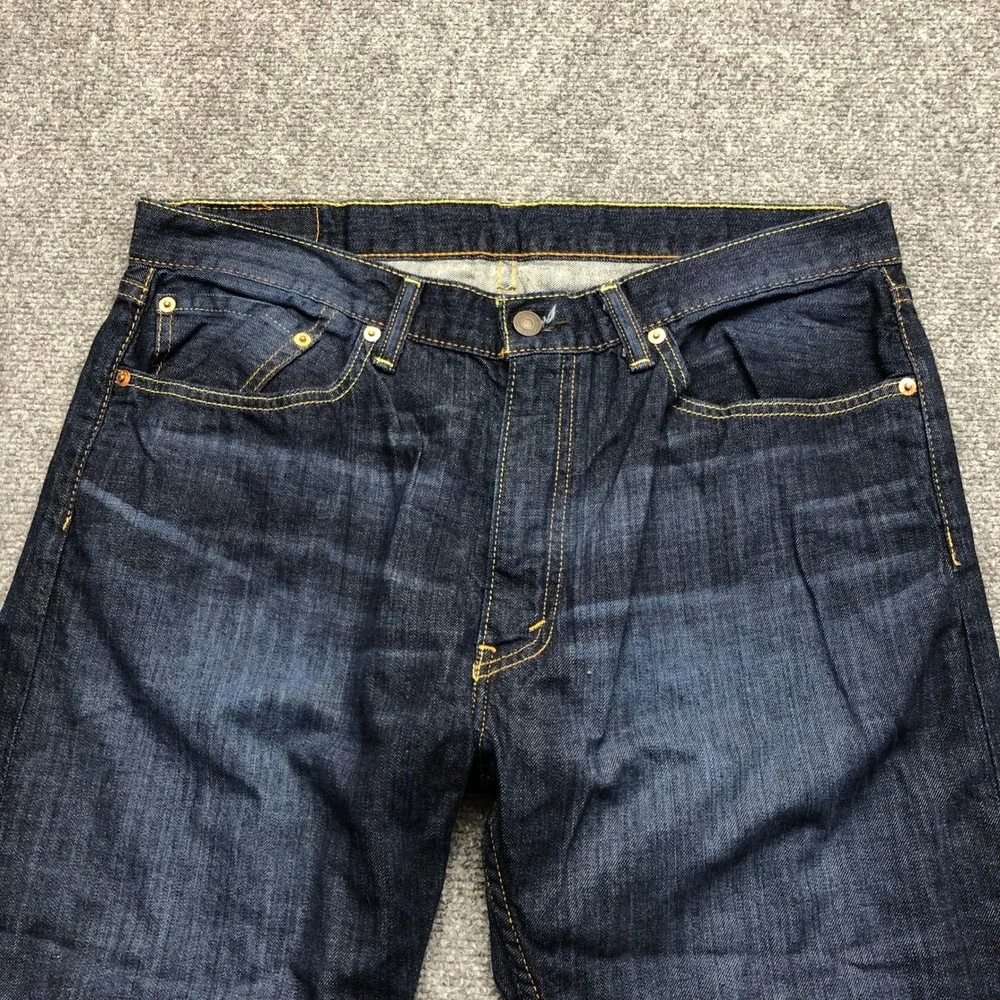 Levis 505 Regular Fit Dark Wash Indigo Denim Jeans Mens 36x30 00505-1136